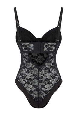 Siyah Dantel Fitted Duz Body THMAW26BD00002 - Trendyolmilla фото 7