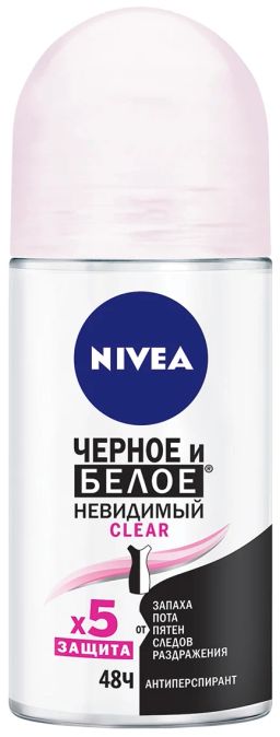NIVEA део-ролл Жен 50мл Черное и Белое Невидимый Clear