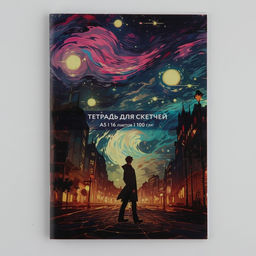 Тетрадь для скетчей А5, 16 л. 100 г/м2 Ван Гог. Звездная ночь