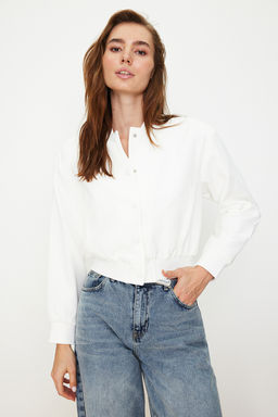 TRENDYOLMILLA Ekru Crop Ince Bomber Mont TWOSS24MO00032 фото 11