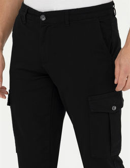 Siyah Slim Fit Kanvas Pantolon