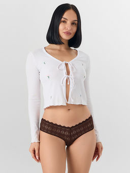 Цена за 2 штуки! Трусы слипы женские коричневые кружевные