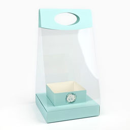 Коробка подарочная складная переноска для цветов, упаковка, Бирюза, 20?20?4 см