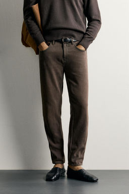 JEANS SLIM CROPPED FIT / Marr?n - Zara фото 2
