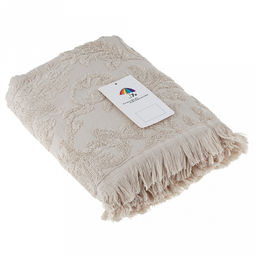 Полотенце махровое "Королевский шик" 50х90см, хлопок 100%, с бахромой, кремовый (Китай)