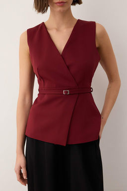 Beyaz Fitted Kemerli Anvelop Kapamal? Yelek TWOAW26YE00029 - Trendyolmilla фото 15