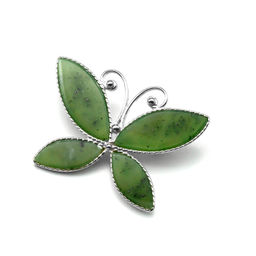 Брошь нефрит "Мотылёк" 37*26мм