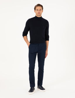 Lacivert Slim Fit Kanvas Pantolon