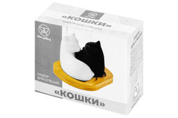 Набор д/специй 2 пр. 11*9*7 см Кошки черно-белые на деревянной подставке - Elan gallery фото 18