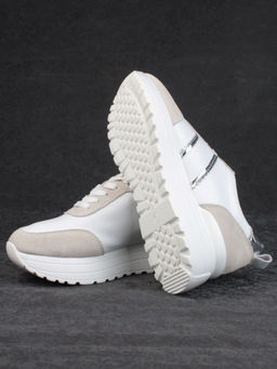 05-PDE40-2 WHITE/BEIGE Кроссовки женские (натуральная кожа, натуральная замша) - Фабричный китай фото 15