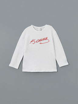 Bisiklet Yaka Atat?rk ?mza Bask?l? K?z Bebek Ti??rt