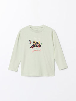 Bisiklet Yaka Uzun Kollu Bask?l? Erkek Bebek Ti??rt