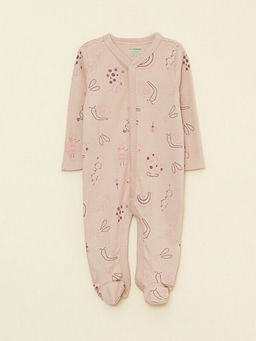 V Yaka Uzun Kollu Bask?l? Pamuklu K?z Bebek Tulum 2li - Waikiki фото 2