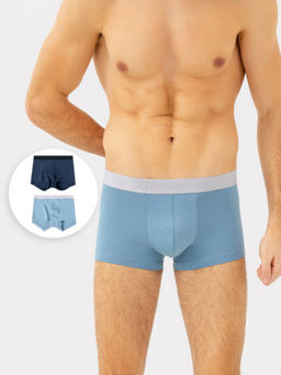 Трусы мужские боксеры мультипак (2 шт.) в темно-синих и голубых цветах туманно -голубой +т.синий 411215-2