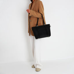 Сумка - шоппер женская на молнии, 2 кармана, 40×13×25 см, чёрная