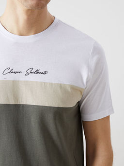 Bisiklet Yaka K?sa Kollu Renk Bloklu Erkek Ti??rt