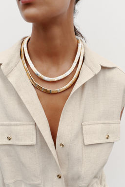 PACK OF 2 COMBINED NECKLACES WITH METAL PIECES