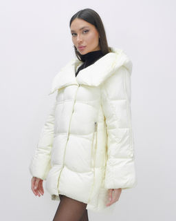 Куртка зимняя женская с большим капюшоном модная бежевого цвета 7739B - Visdeer фото 15