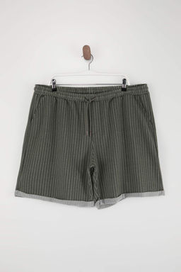 Haki Buyuk Beden Lacivert Regular Rahat Cizgili %100 Pamuk Sort TMNSS23SR00045