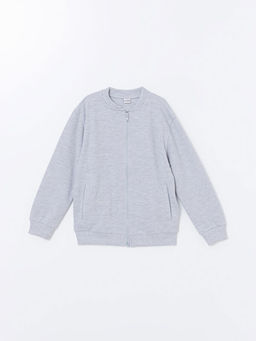 Kolej Yaka Basic Uzun Kollu Erkek ?ocuk Fermuarl? Sweatshirt