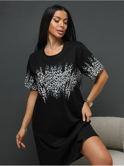 Платье домашнее "Саваж" Черный Серый