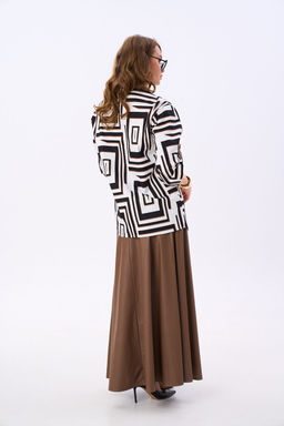 Джемпер NIKVA н987-1 чёрно-белые ромбы и шоколад  фото 5