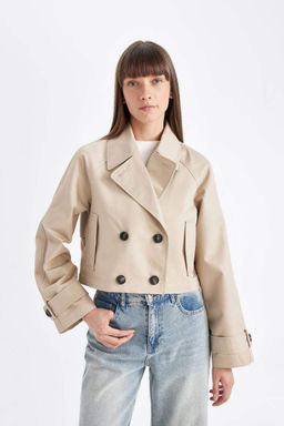 Тренч стандартного кроя с воротником-смокингом