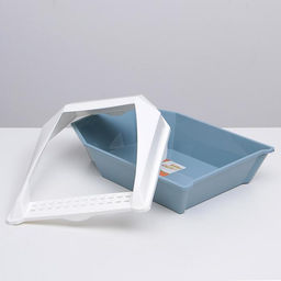 Туалет для кошек фигурный с бортом с совком, 54 х 38 х 20 см, бело-розовый - Пижон фото 5