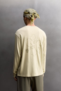 CAMISETA LIGERA LINO - ALGOD?N / verde lavado - Zara фото 3