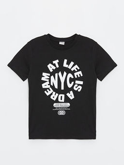 Bisiklet Yaka Bask?l? K?sa Kollu Erkek ?ocuk Ti??rt