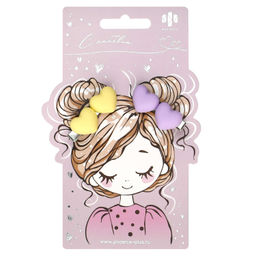 Набор заколок для волос зажим, арт. 71785 / 10 СЕРДЕЧКИ (в наборе: 2шт., 4 см, черный металл, поли