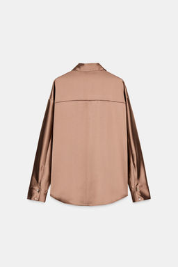 SATIN DROP-SHOULDER SHIRT - Zara фото 6