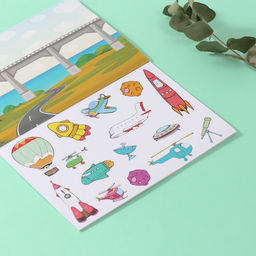 Наклейки в книжке «Техника», 3 фона, 20.7×14.2 см