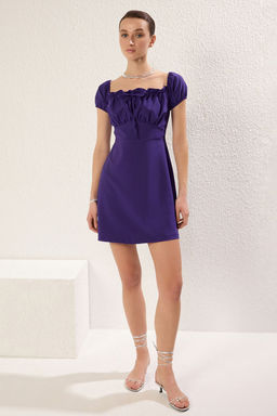TRENDYOLMILLA Beyaz Duz Bodycone Krep Mini Dokuma Elbise TWOSS24EL00874  фото 2
