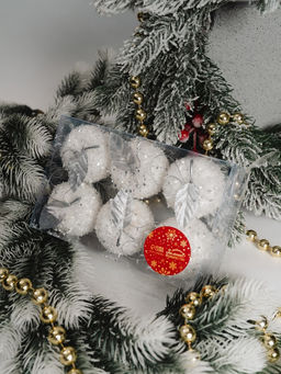 Ёлочные игрушки 6 шт. Яблочко 55 см, белый - Зимнее волшебство фото 3