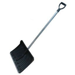 Лопата снеговая "Крепыш" п/эт. черная, с оцинк.накл., алюм.черенком, ручкой, 465х340мм