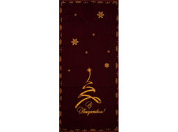 6с102.411ж1 Рождество-елка (бордо2) Полотенце махровое 67х150см