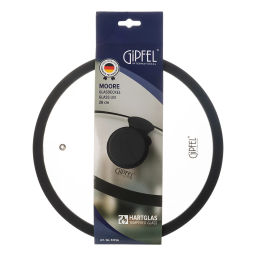 51726 GIPFEL Крышка стеклянная MOORE 26см с силиконовым ободом. Цвет: черный. Материал: закаленное стекло, силикон, нерж. сталь 18/8  фото 4