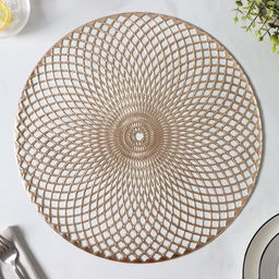Набор салфеток сервировочных на стол Доляна Вира, 4 шт, d=38 см, цвет золотой  фото 15