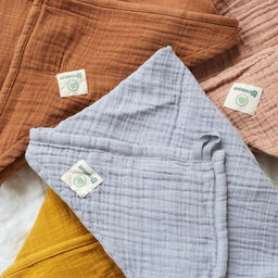 Полотенце уголок муслиновое Крошка Я, 75х75 см, цвет пудровый, 100% хлопок, 3-сл, 180 гр/м2  фото 11