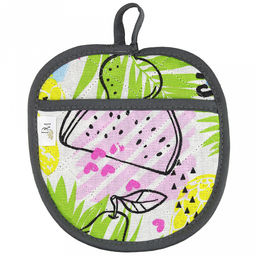 Прихватка с запахом 19х19см "ФрешФут б/з", форма "Яблоко", рогожка 171г/м2, хлопок 100%, наполнитель - ватин 280г/м2, на пластмассовом подвесе, "Домашняя мода" (Россия)