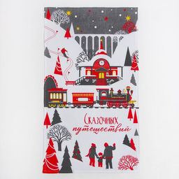 Набор новогодних кухонных полотенец Доляна Волшебство 35?60 см-4 штуки, 100% хлопок