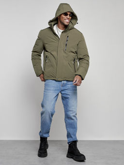 Куртка мужская зимняя с капюшоном спортивная великан цвета хаки 8335Kh - Wonderrman фото 6