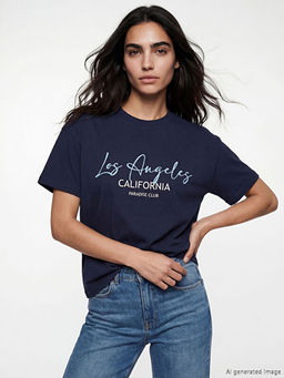 Los Angeles Bask?l? Oversize Kad?n Ti??rt