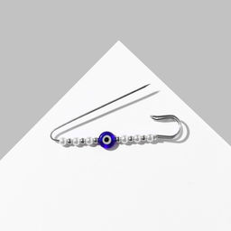 Булавка-оберег «От сглаза» 6 см, бело-синяя в серебре