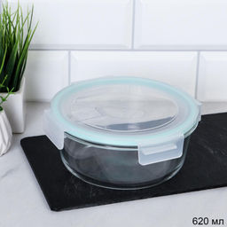 Контейнер круглый крышка с клапаном 620 мл стекло / AF-620 /уп 36/
