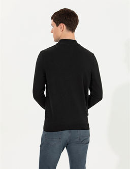 Siyah Slim Fit Yar_m Bal_k__ Yaka Triko Kazak - Pierre cardin фото 5