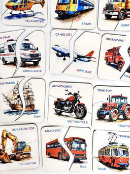 Развивающая игра «Картинки-половинки. Транспорт», 15 карточек