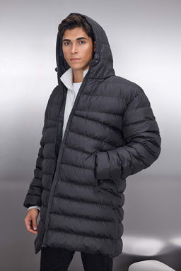 TRENDYOL MAN Siyah Regular Fit Yan? Fermuarl? Ruzgara Dayan?kl? K?sl?k Mont TMNAW23MO00064 - Trendyolmilla фото 2