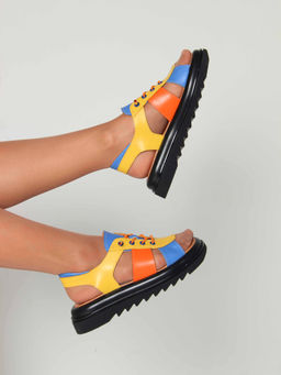 Босоножки 2029.2525bl. Желтый синий оранжевый